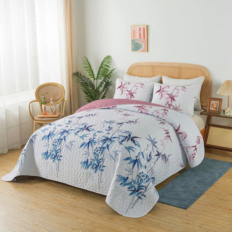 Floral Quilted bedspread and pillowcovers set: Embrace Nature Indoors