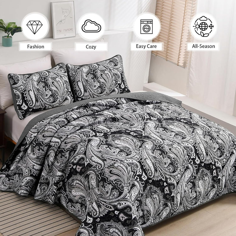 Artful Quilted Coverlet and Pillowcases Set: Beauty in Every Stitch