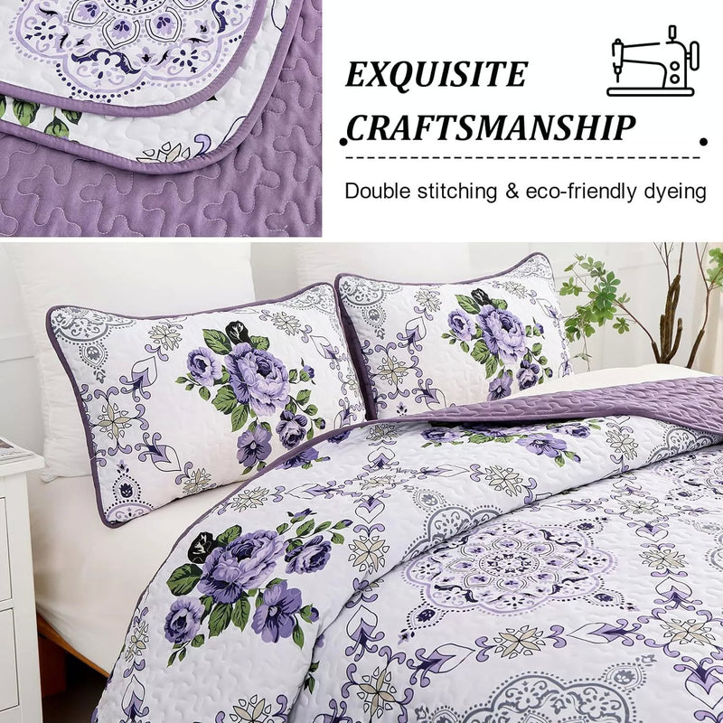 Kaleidoscopic Quilted coverlet and pillowcovers set: Burst of Colors