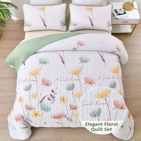 Intricate Quilted Coverlet and Pillowcases Set: A Work of Art for Your Bedroom