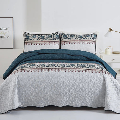 Distinguished Quilted Bedspread and Pillowcases Set: Enhance Your Bedroom Appeal