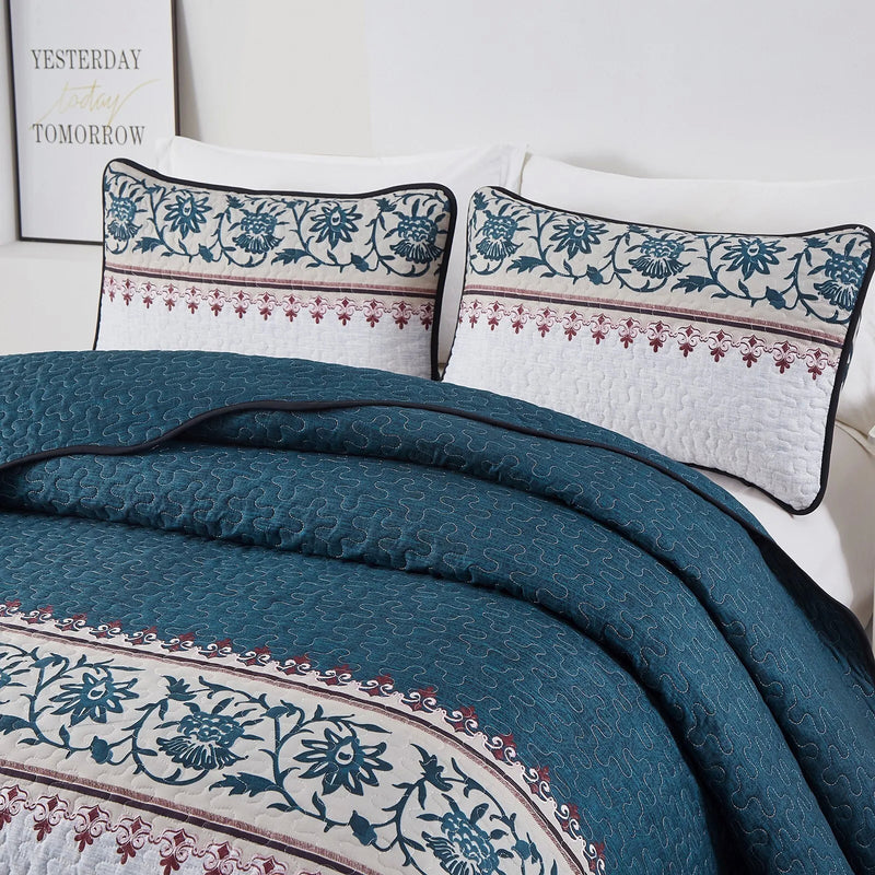 Distinguished Quilted Bedspread and Pillowcases Set: Enhance Your Bedroom Appeal