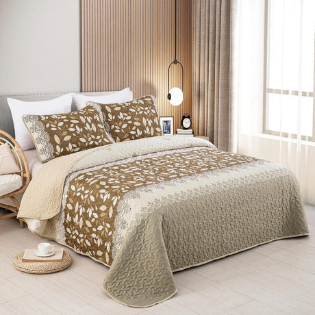 Sophisticated Quilted Bedspread and Pillowcases Set: Exquisite Design and Comfort