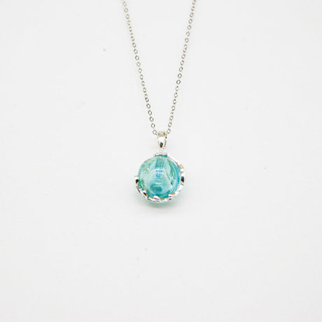 Gift Gox - Aroma Necklace White Gold - Planet Celestial Aqua (Light Blue) + Purify Oil Blend