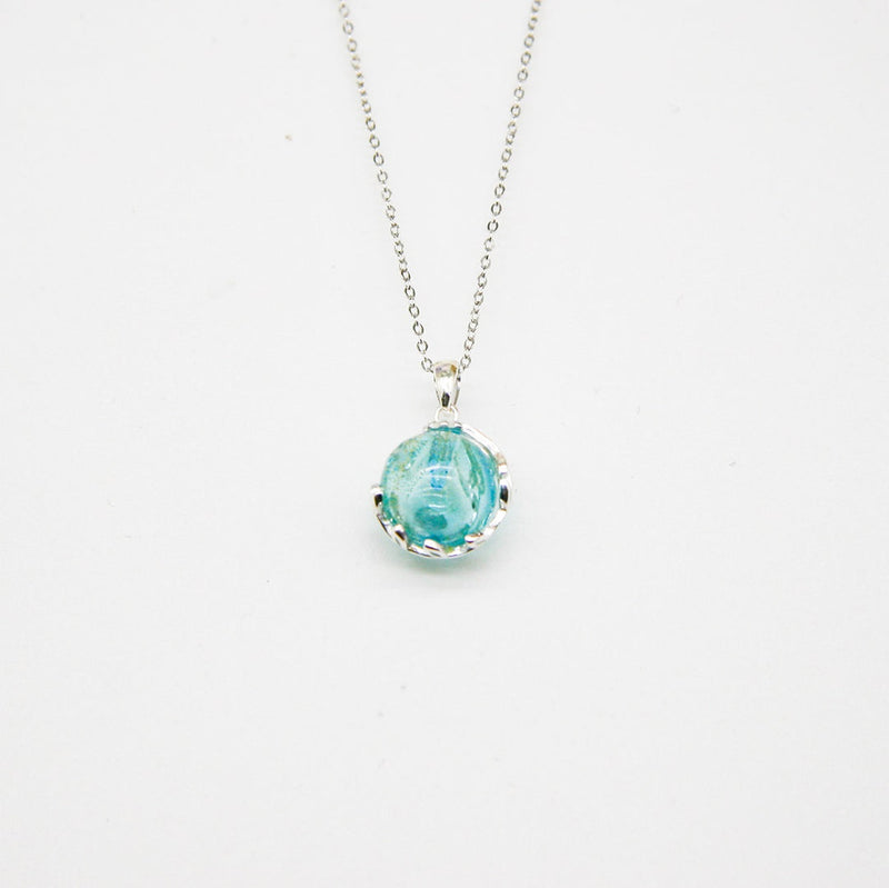 Gift Gox - Aroma Necklace White Gold - Planet Celestial Aqua (Light Blue) + Purify Oil Blend