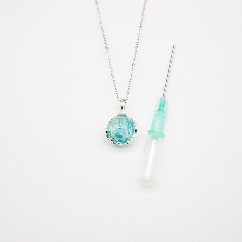 Gift Gox - Aroma Necklace White Gold - Planet Celestial Aqua (Light Blue) + Purify Oil Blend