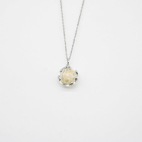 Gift Gox - Aroma Necklace White Gold - Planet Stardust Crystal (Gold Clear) + Purify Oil Blend