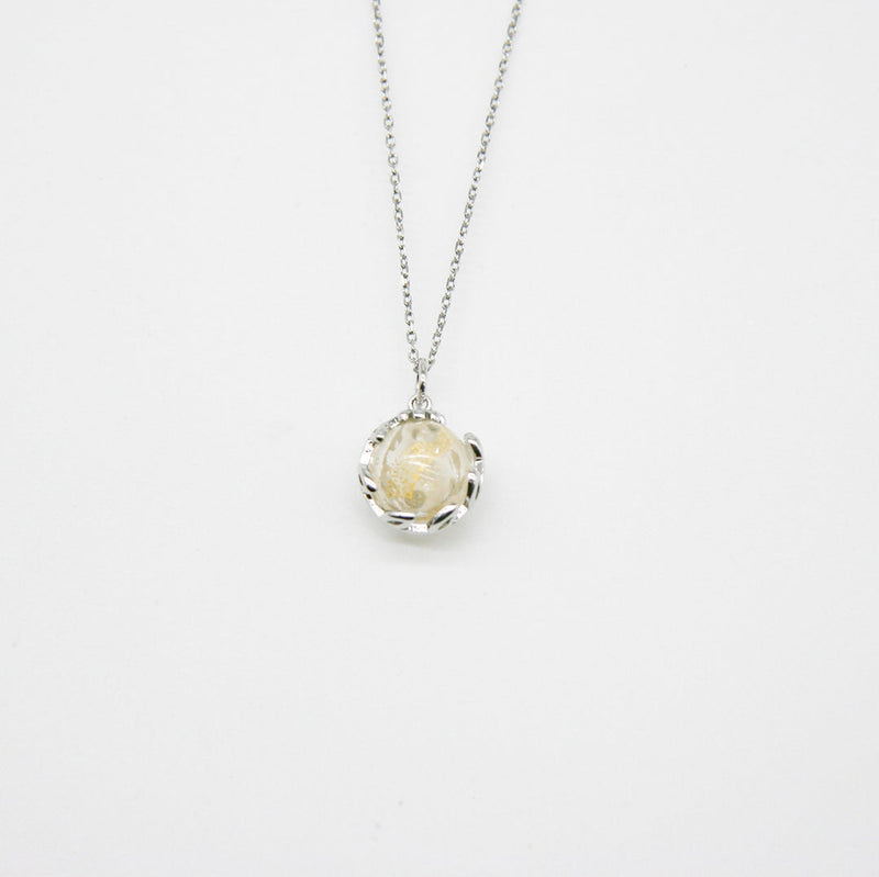 Gift Gox - Aroma Necklace White Gold - Planet Stardust Crystal (Gold Clear) + Purify Oil Blend