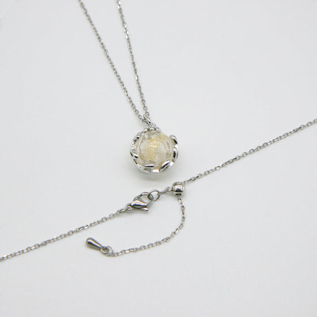 Gift Gox - Aroma Necklace White Gold - Planet Stardust Crystal (Gold Clear) + Purify Oil Blend