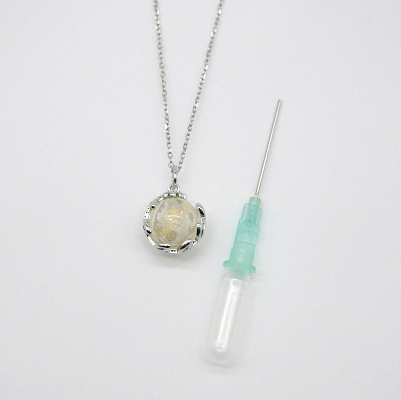 Gift Gox - Aroma Necklace White Gold - Planet Stardust Crystal (Gold Clear) + Purify Oil Blend