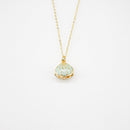 Gift Gox - Aroma Necklace 925 Silver, Gold coated - Green Shell Paradise Peach (Pink) + Purify Oil Blend