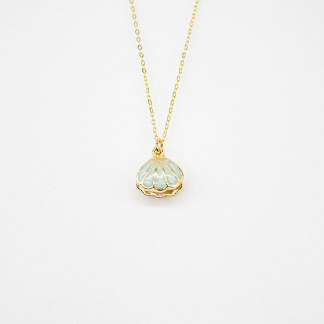 Gift Gox - Aroma Necklace 925 Silver, Gold coated - Green Shell Paradise Peach (Pink) + Purify Oil Blend