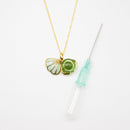 Gift Gox - Aroma Necklace 925 Silver, Gold coated - Green Shell Electric Lime (Light Green) + Purify Oil Blend