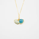 Gift Gox - Aroma Necklace 925 Silver, Gold coated - Green Shell Ocean Breeze (Light blue) + Purify Oil Blend