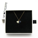 Gift Gox - Aroma Necklace 925 Silver, Gold coated - Green Shell Ocean Depth (Dark Blue) + Purify Oil Blend