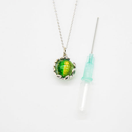 Gift Gox - Aroma Necklace White Gold - Planet Aurum Verdant (Gold Green) + Purify Oil Blend