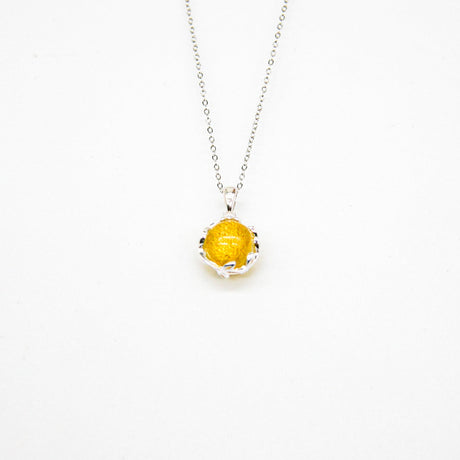 Gift Gox - Aroma Necklace White Gold - Planet Jovian Gold (Golden Yellow) + Purify Oil Blend