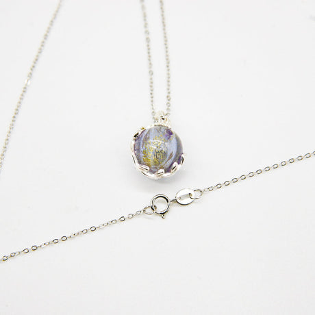 Gift Gox - Aroma Necklace White Gold - Planet Lunar Lavender (Lanvender Purple) + Purify Oil Blend