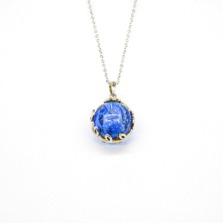 Gift Gox - Aroma Necklace White Gold - Planet Celestial Sapphire (Blue) + Purify Oil Blend