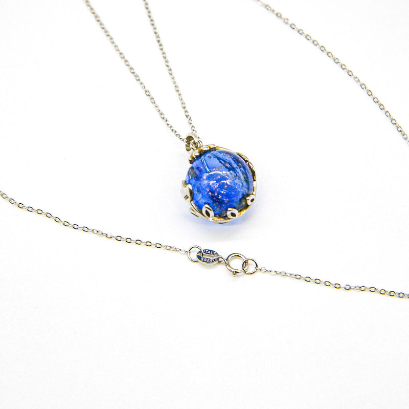 Gift Gox - Aroma Necklace White Gold - Planet Celestial Sapphire (Blue) + Purify Oil Blend