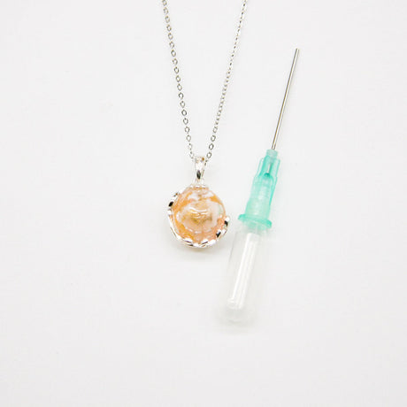 Gift Gox - Aroma Necklace White Gold - Planet Nebula Nova (Pink) + Purify Oil Blend