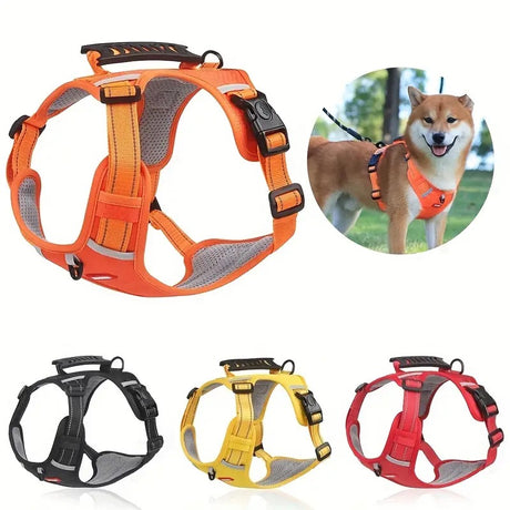 Reflective Dog Harness with Leash, No-Pull Vest Harness for Dogs, Adjustable Dog Vest with Handle, Walking Training Pet Harness XL size