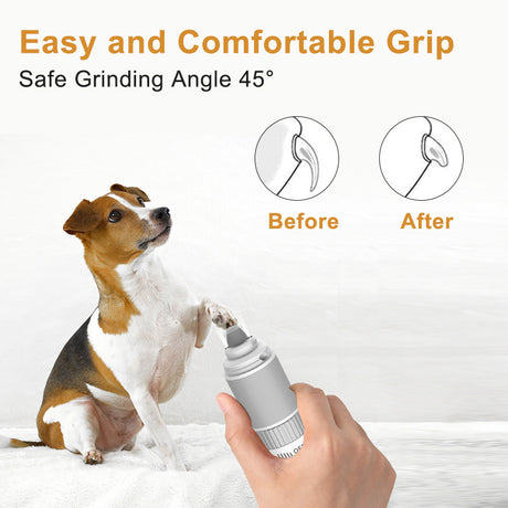 Rechargeable Pet Nail Grinder with Quiet Motor and LED Lights- USB Charging, Two-Speed Settings