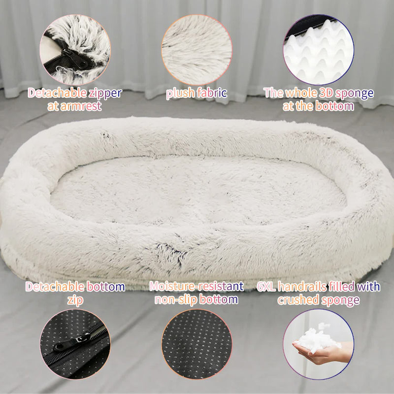 Fluffy Donut-Shaped Pet Bed- Soft, Cozy, and Anti-Anxiety for Dogs and Cats, Machine Washable  Gradient Coffee Size:M 75*55*18cm