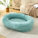 Fluffy Donut-Shaped Pet Bed- Soft, Cozy, and Anti-Anxiety for Dogs and Cats, Machine Washable  Emerald Green Size:M 75*55*18cm