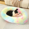 Fluffy Donut-Shaped Pet Bed- Soft, Cozy, and Anti-Anxiety for Dogs and Cats, Machine Washable  Rainbow-colored Size:S 60*15*18cm