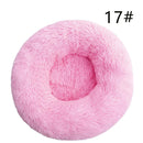 Calming Donut Pet Bed -Soft Faux Fur, Anti-Anxiety Fluffy Round Bed for Cats and Small Dogs (Pink)40cm