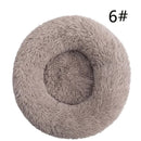 Calming Donut Pet Bed -Soft Faux Fur, Anti-Anxiety Fluffy Round Bed for Cats and Small Dogs (Beige Brown)40cm