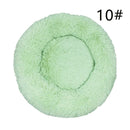 Calming Donut Pet Bed -Soft Faux Fur, Anti-Anxiety Fluffy Round Bed for Cats and Small Dogs (Green)50cm