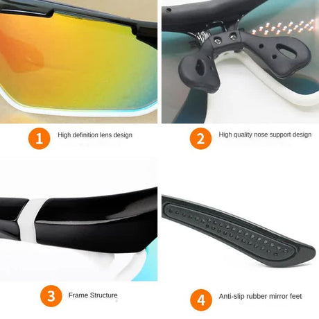 Multifunctional Cycling Glasses - Windproof and UV Protection Sports Eyewear  Red