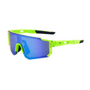 Neon Green Sports Sunglasses with Blue Mirrored Lens | UV400 Polarized Performance Shades