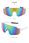 White Frame Sports Sunglasses with Rainbow Mirrored Lens | UV400 Multi-Sport Eyewear