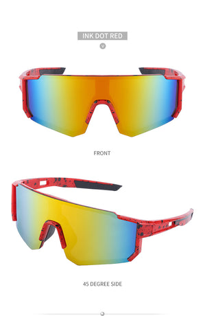 Red and Black Frame Sports Sunglasses with Fire Mirrored Lens | UV400 Performance Eyewear