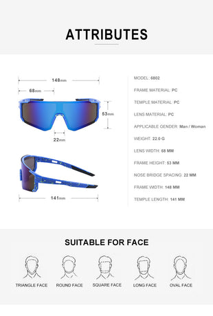 Blue Frame Sports Sunglasses with Splatter Design & UV400 Mirrored Lens | Athletic Eyewear