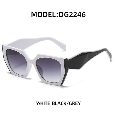 Bold Oversized White Black Frame Grey Lens Sunglasses | UV400 Designer Fashion Shades