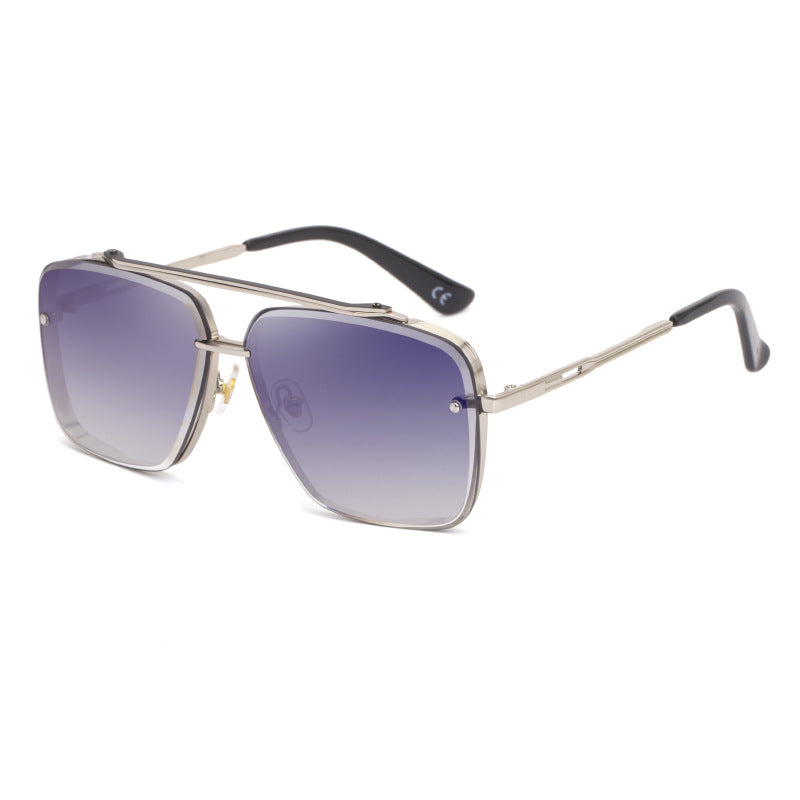 Outer Blue Square Sunglasses,Fashionable Men's Metal, UV400 Gradient Lenses for Timeless Style