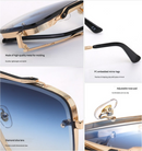 Gredual Blue Square Sunglasses,Fashionable Men's Metal, UV400 Gradient Lenses for Timeless Style