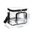 Clear PVC Shoulder Bag - Transparent Travel and Stadium-Approved Tote with Zipper(Black)