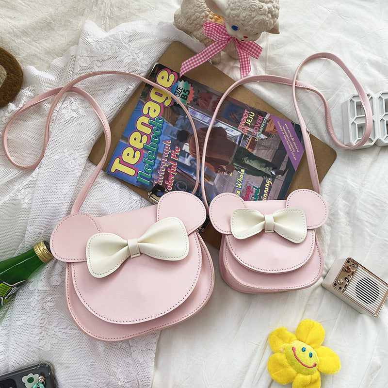 Adorable Bow Bear Crossbody Bag for Kids - Pink Shoulder Bag 18*17*8cm