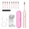 X-3 Sonic Electric Toothbrush in Pink, 8 Brush Heads, Travel Case, USB Charging, and Stand Included