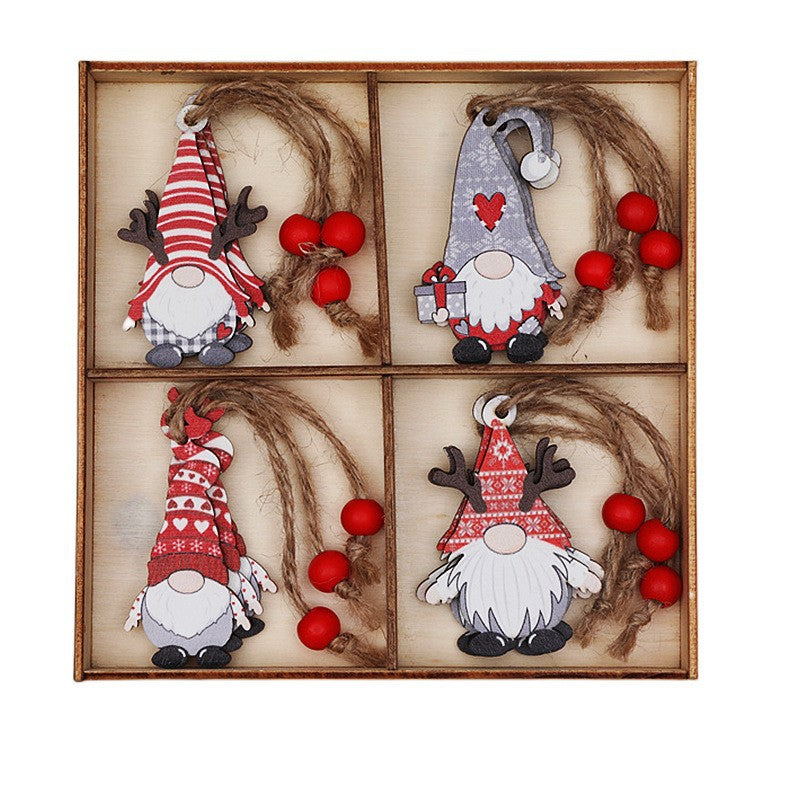 (2 set)Christmas Gnome Ornaments Set - Festive Wooden Decorations for Tree, Set of 12