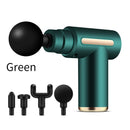 Compact Green Massage Gun - Deep Tissue Muscle Massager with 4 Interchangeable Heads