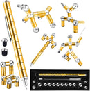 (2 set) Magnetic Fingertip Pen Building Toy Set - Multifunctional Gold Magnet Pen with Creative Building Blocks and Replacement Refills