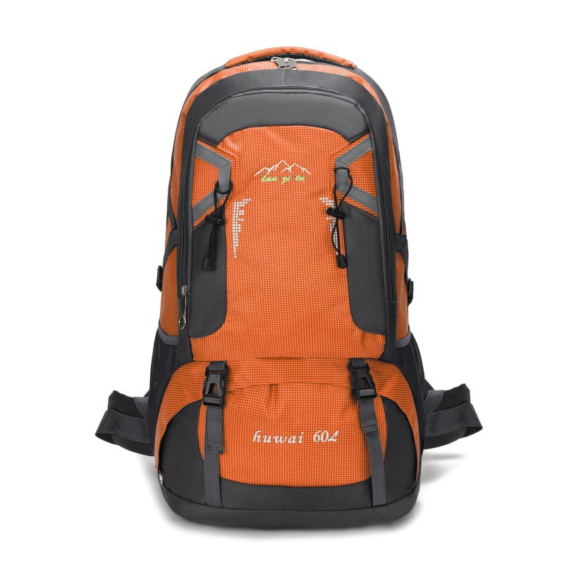 Large 60L Orange Waterproof Hiking Backpack for Travel, Camping, and Outdoor Adventures - Durable and Lightweight