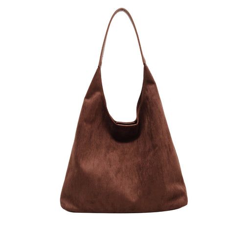 Minimalist Faux Suede Tote Bags - Soft Large Capacity Handbags for Everyday Use ( Coffee )