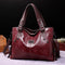 Classic Vintage PU Leather Handbag-Spacious Shoulder and Crossbody Tote for Women (Wine Red)